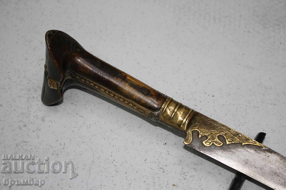 Old Ottoman Turkish Balkan Yataghan. Brown horn - 6 Old Ottoman Turkish Balkan Yataghan. Brown horn - 6