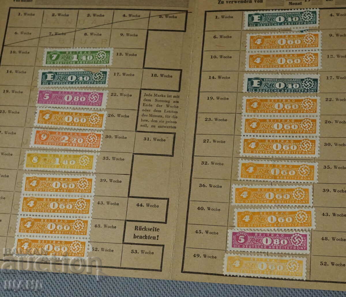 1942 Germany Map document stamp swastika many stamps