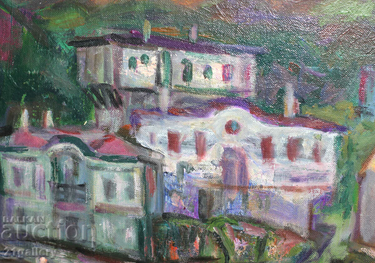 Георги Киров (1915-2000) Пейзаж - "Мелник привечер" с цена 500.00 лв. | € 255.65 Георги Киров (1915-2000) Пейзаж - "Мелник привечер" с цена 500.00 лв. | € 255.65