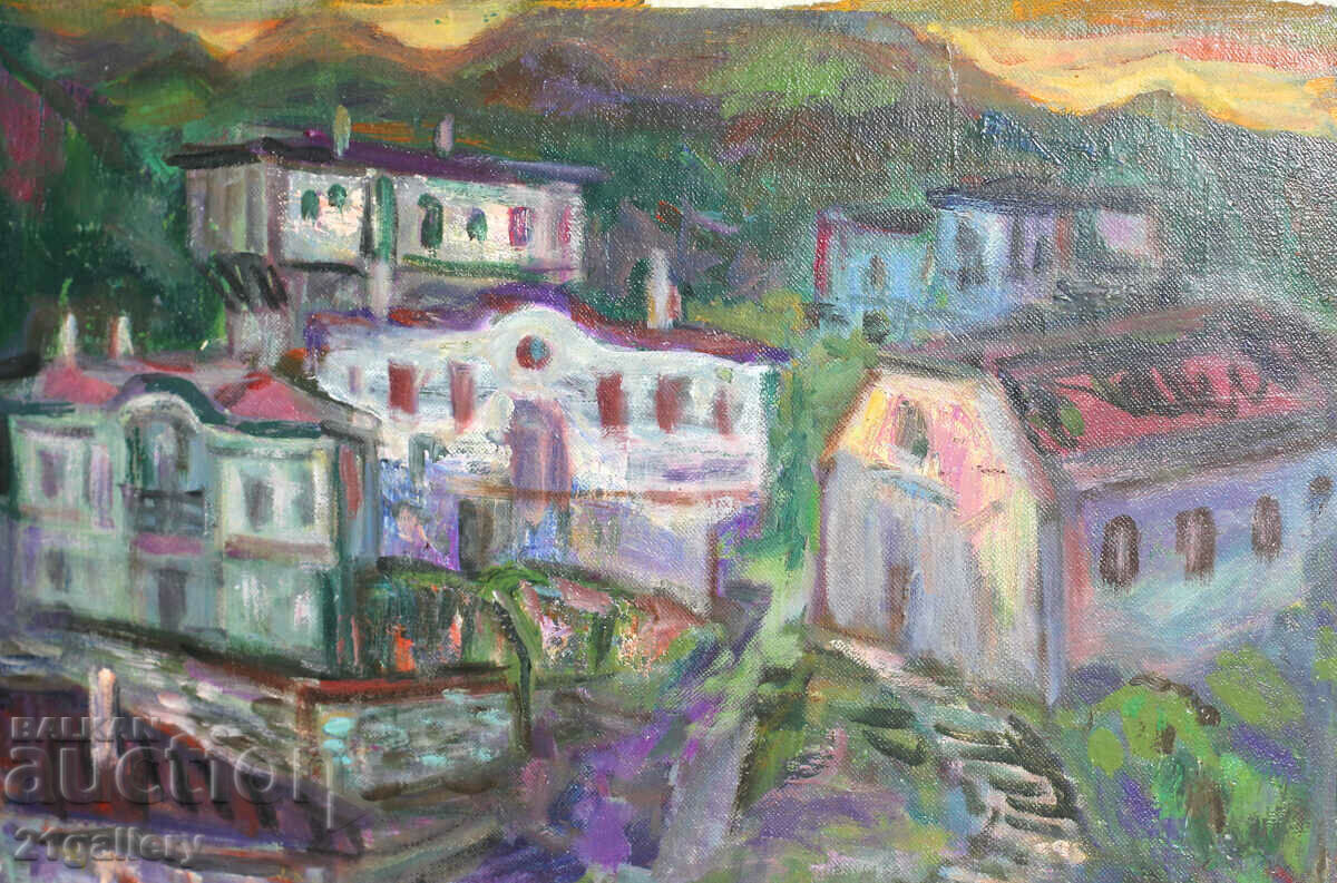 Георги Киров (1915-2000) Пейзаж - "Мелник привечер" Георги Киров (1915-2000) Пейзаж - "Мелник привечер"