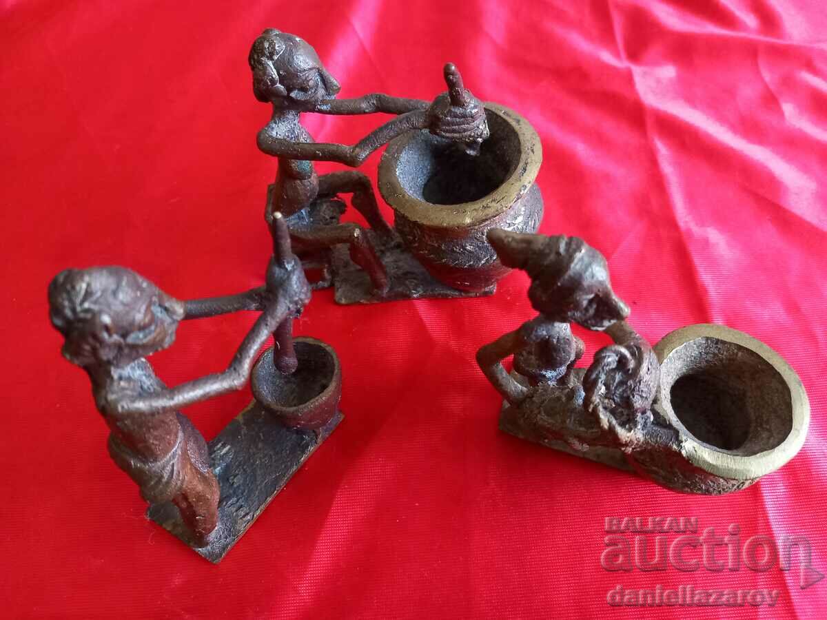 Old African Bronze Sculptures, Statuette, Benin - 5 Old African Bronze Sculptures, Statuette, Benin - 5