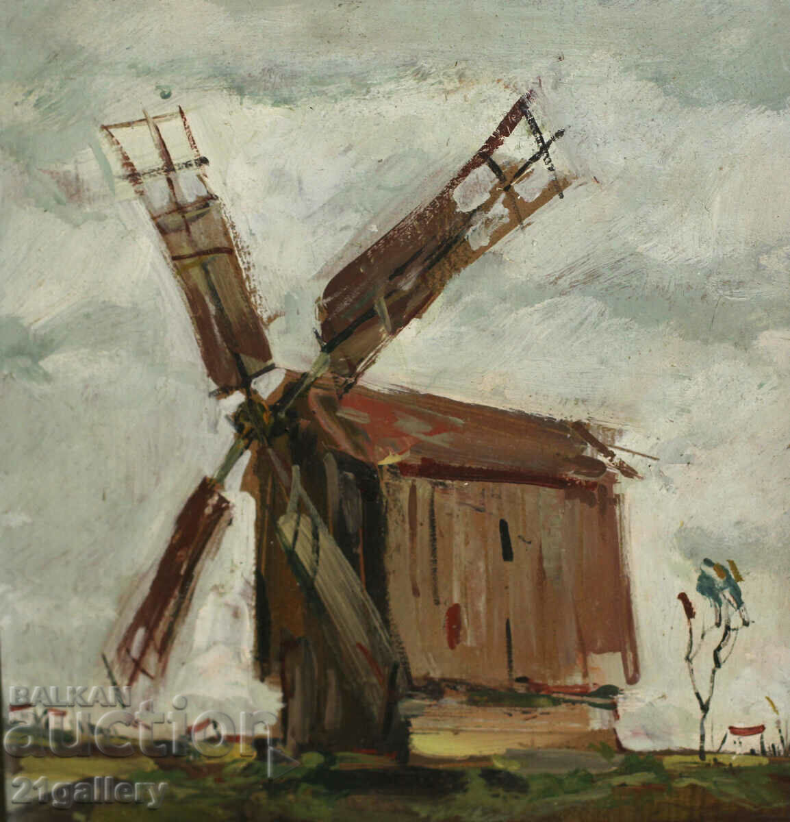 Auction Krasimir Doichev (1961-) Oil paints "Mill" 1996 Auction Krasimir Doichev (1961-) Oil paints "Mill" 1996