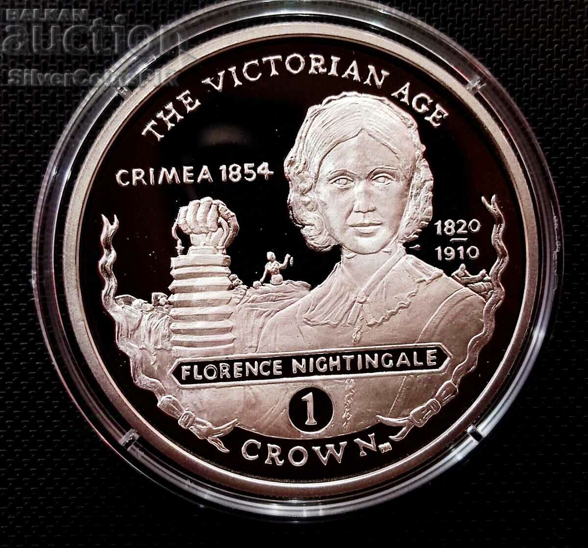 Silver 1 Crown Florence Nightingale 2001 Gibraltar