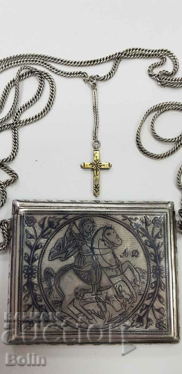 A rare renaissance silver icon reliquary of St. George