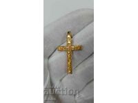 A rare late 19th century European engraved gilt cross