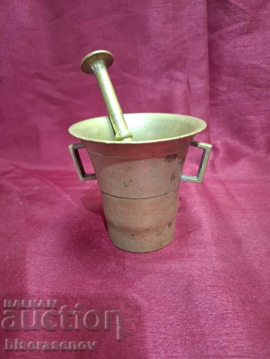 Old bronze solid mortar and pestle