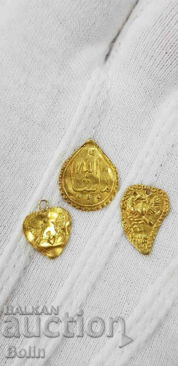 Gold medallions, baptismal jewelry 19th century