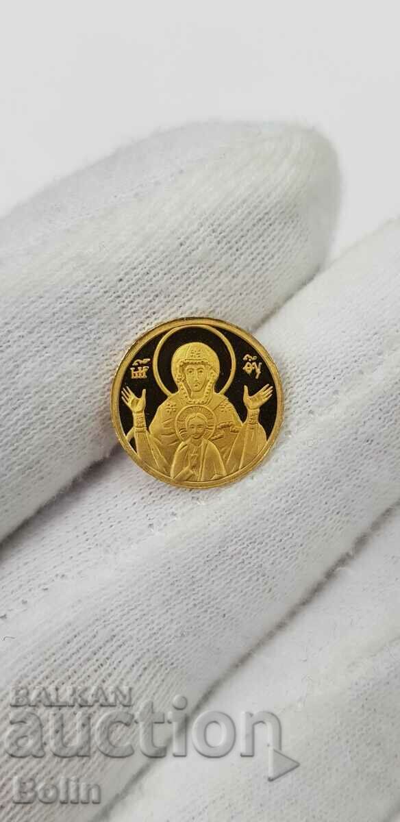 Rare gold coin 20 BGN 2003 Virgin Mary