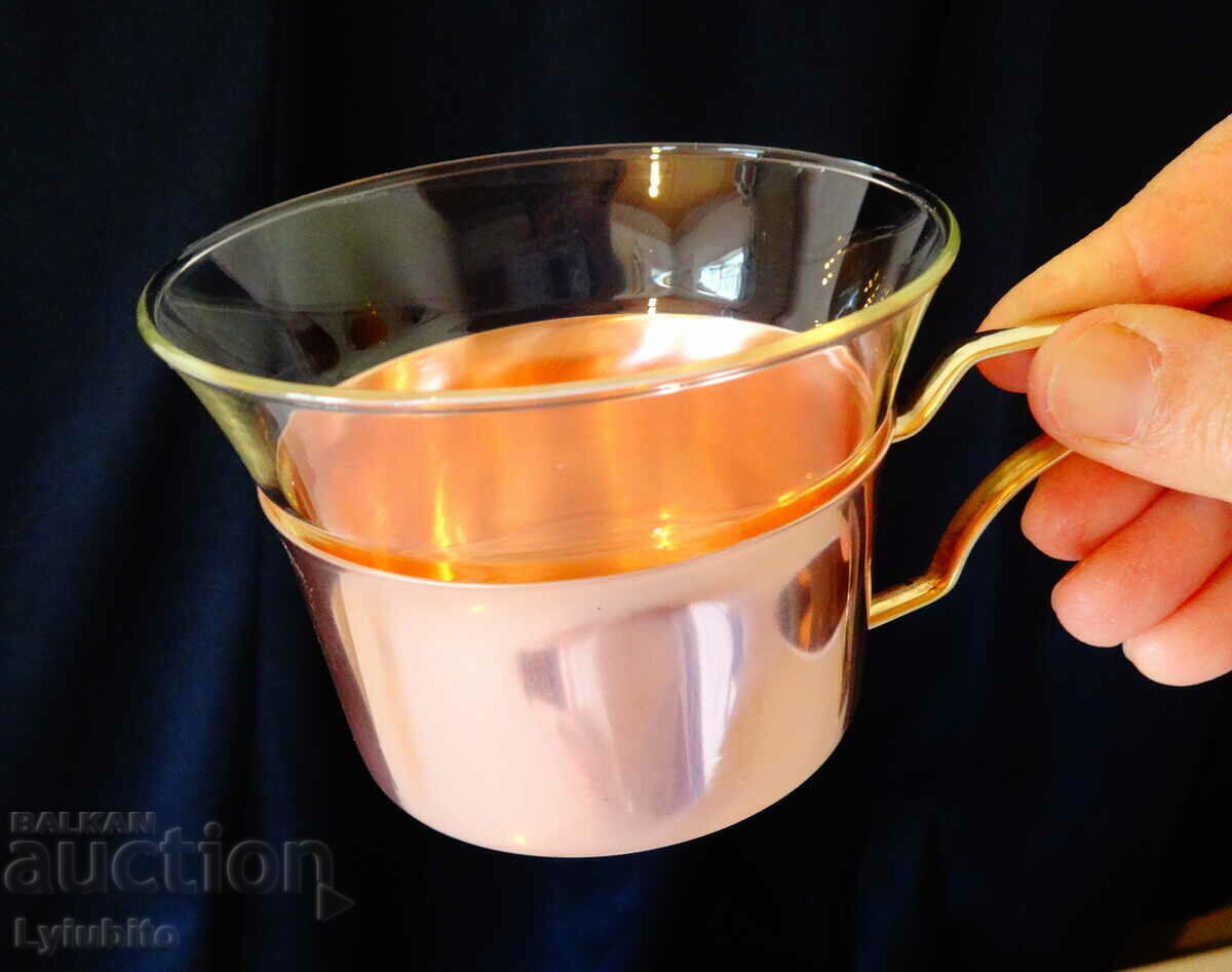 Auction German copper cup, thermal glass. Auction German copper cup, thermal glass.