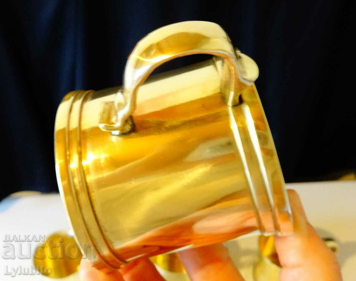 Massive bronze wine cup plus glass cup - 5 Massive bronze wine cup plus glass cup - 5