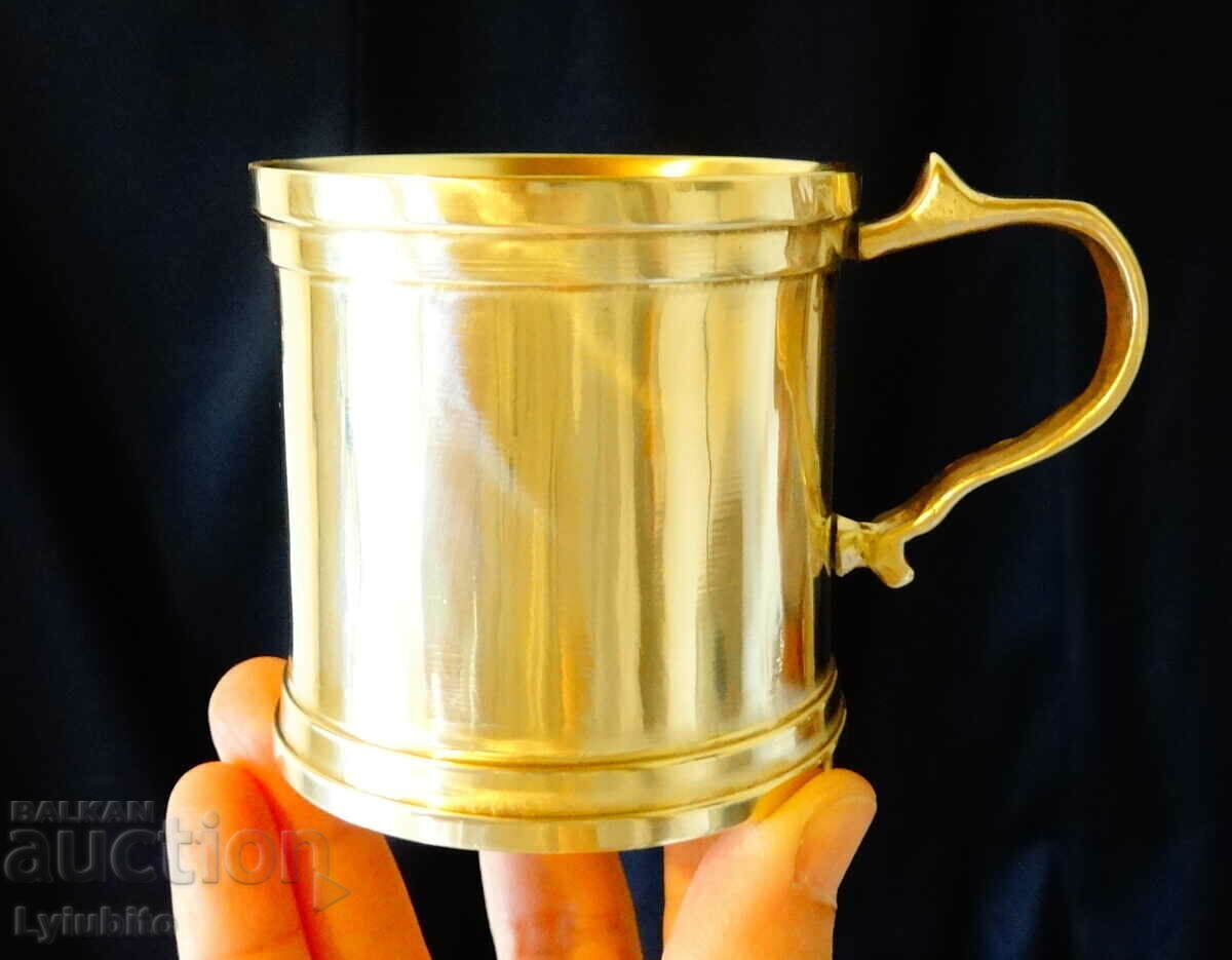 Massive bronze wine cup plus glass cup - 6 Massive bronze wine cup plus glass cup - 6