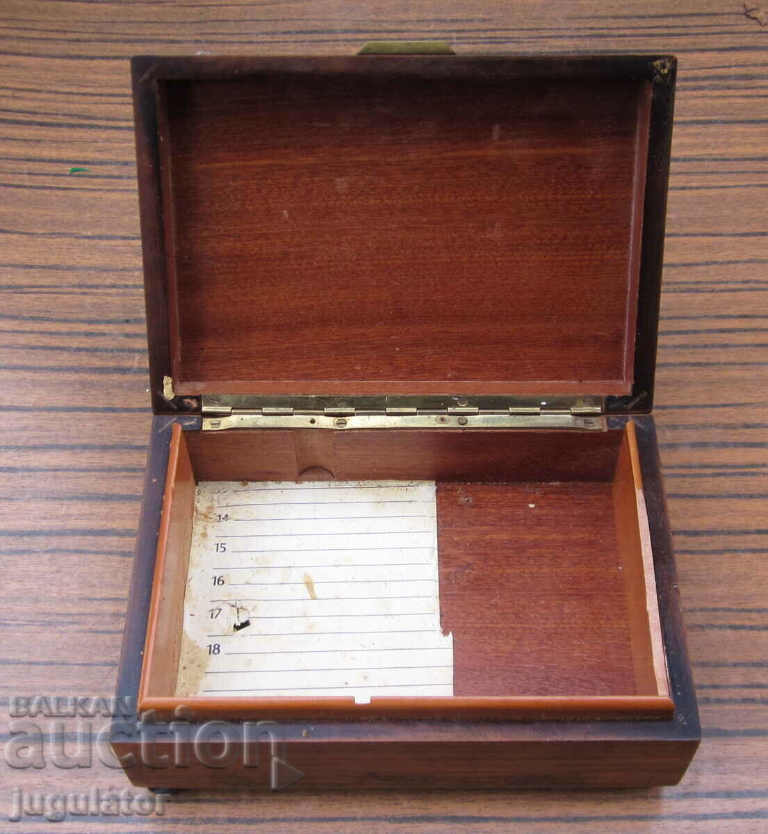 Livrarea veche cutie din lemn germană cutie de bijuterii cu incrustație