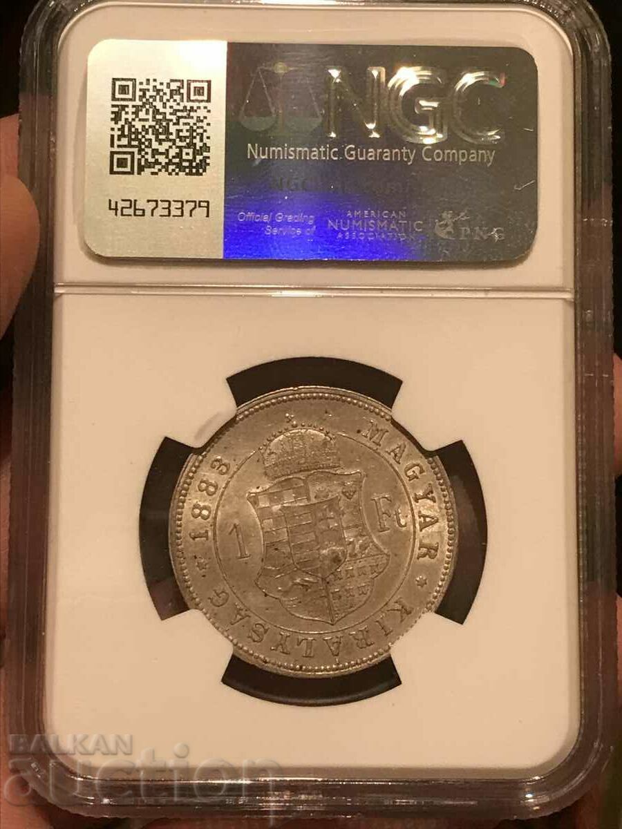 Austria-Hungary 1 Forint 1883 Franz Joseph I Silver NGC AU with price 360.00 BGN | € 184.07 Austria-Hungary 1 Forint 1883 Franz Joseph I Silver NGC AU with price 360.00 BGN | € 184.07