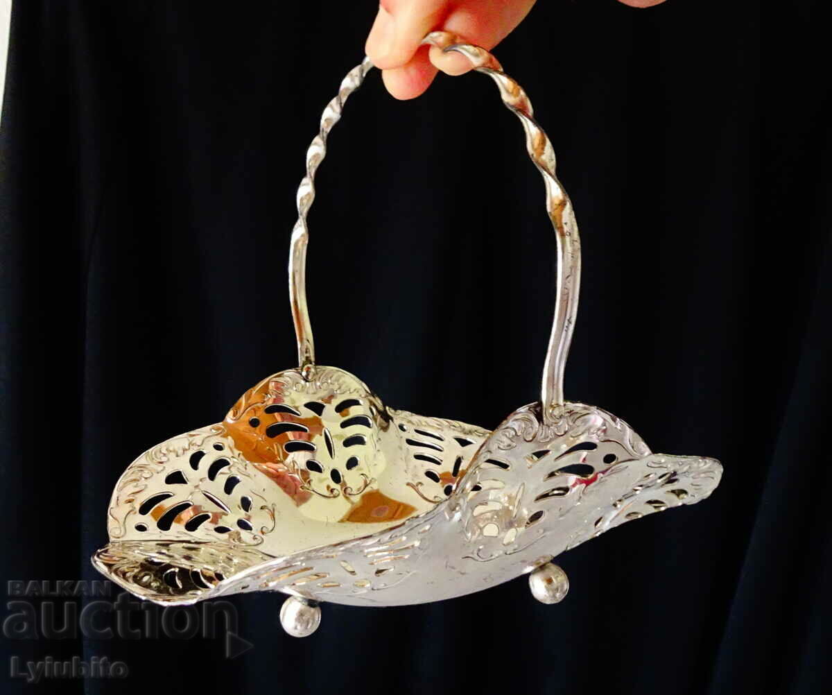 Auction German silver-plated candy box, basket Auction German silver-plated candy box, basket