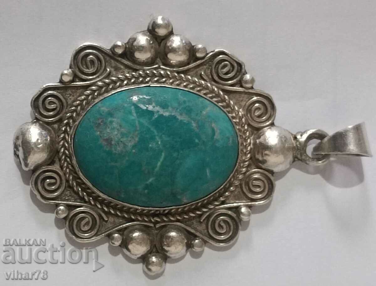 Medalină din argint masiv cu turcoaz - 5