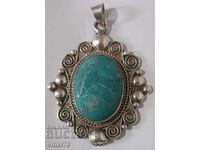 Solid silver locket with turquoise