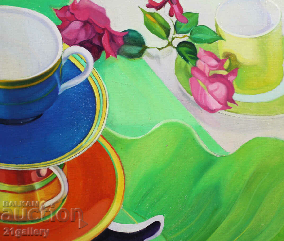 Νεκρή φύση με γυαλιά και τριαντάφυλλο, λαδομπογιές - 6 Νεκρή φύση με γυαλιά και τριαντάφυλλο, λαδομπογιές - 6