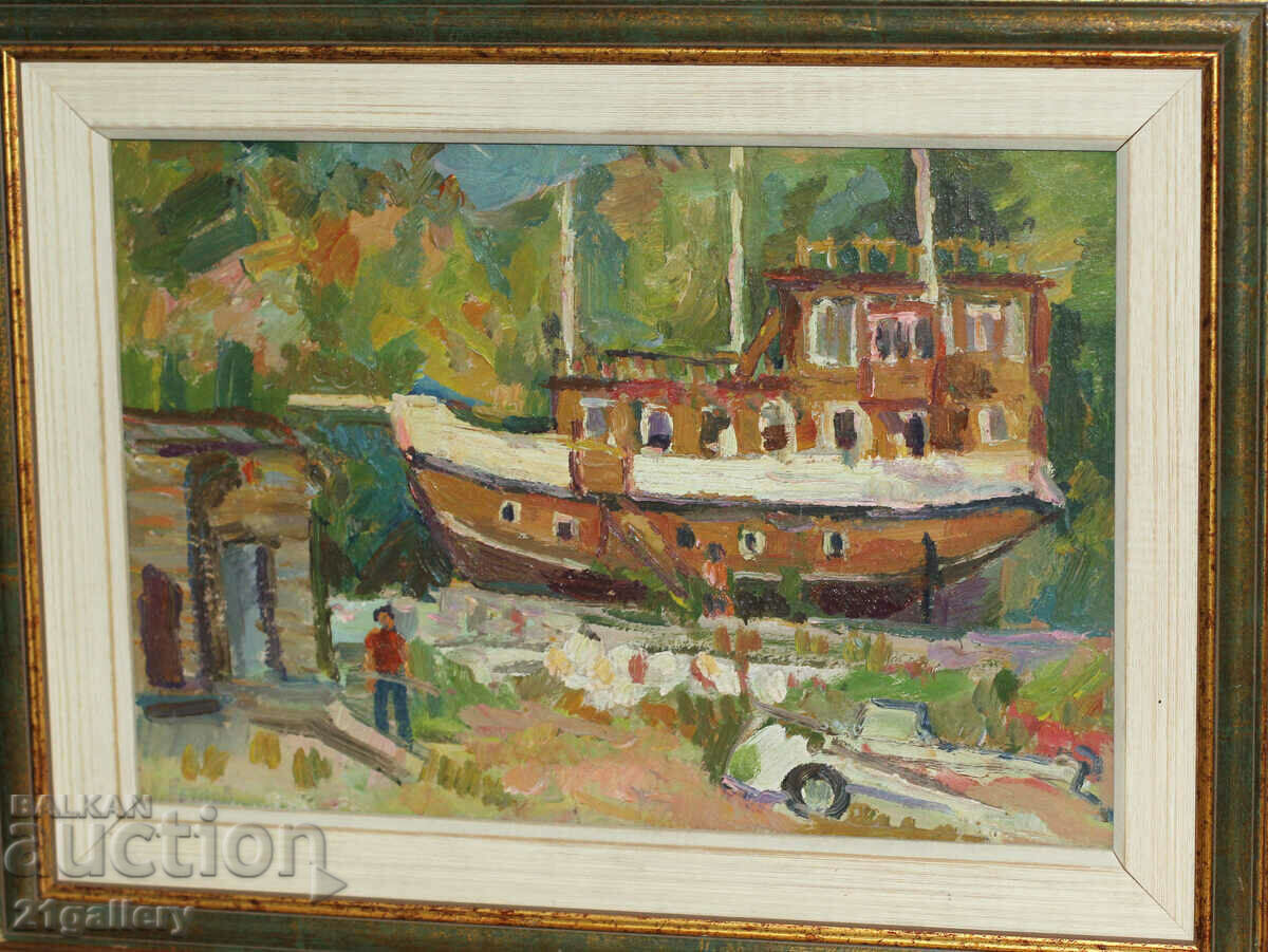 Petar Petrov Urban landscape, oil paints, signed with price 500.00 BGN | € 255.65 Petar Petrov Urban landscape, oil paints, signed with price 500.00 BGN | € 255.65