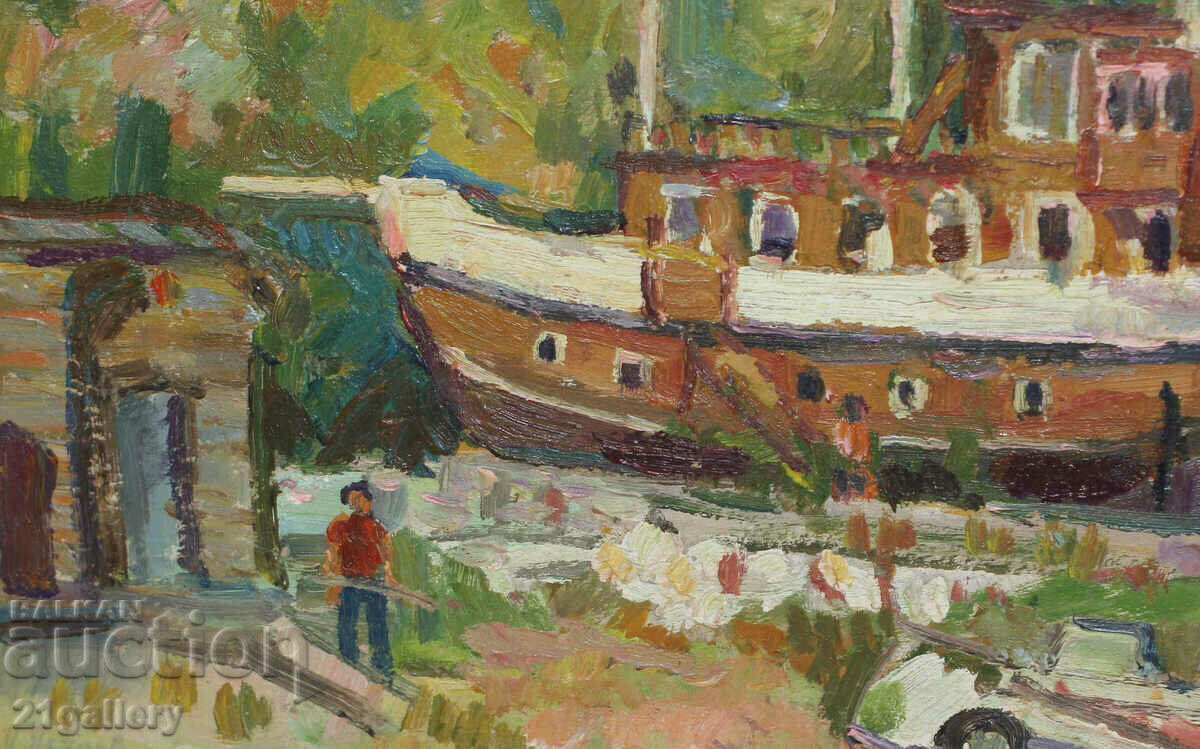 Auction Petar Petrov Urban landscape, oil paints, signed Auction Petar Petrov Urban landscape, oil paints, signed