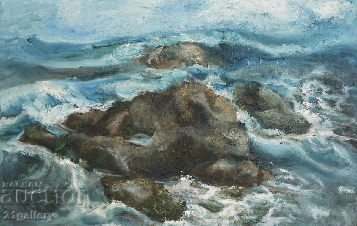 Seascape, oil on canvas, signed with price 400.00 BGN | € 204.52 Seascape, oil on canvas, signed with price 400.00 BGN | € 204.52