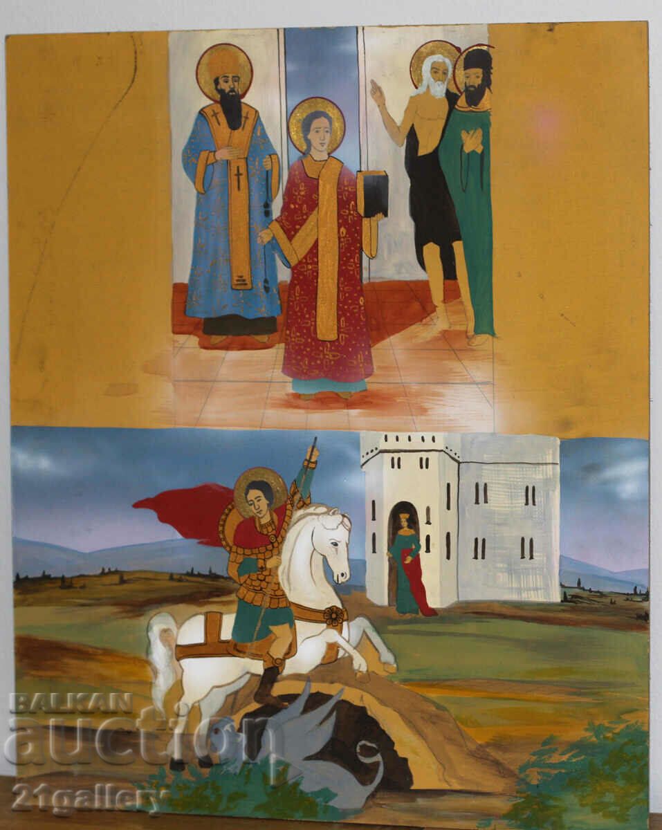 Δημοπρασία Σύγχρονη ζωγραφική, θρησκευτικό θέμα, χρώματα τέμπερας