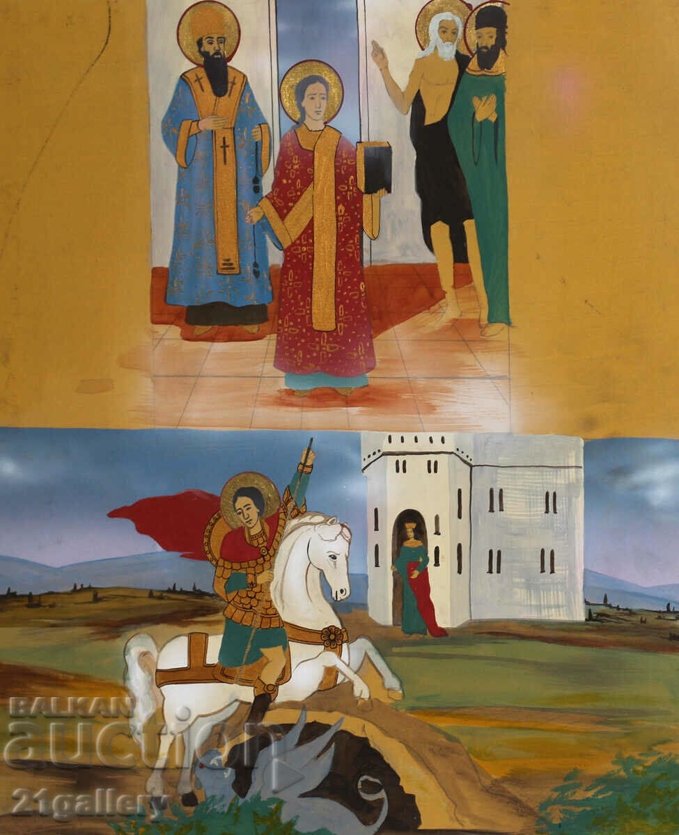 Παράδοση Σύγχρονη ζωγραφική, θρησκευτικό θέμα, χρώματα τέμπερας