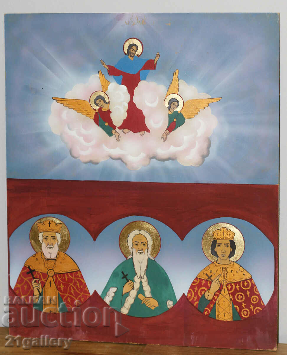 Auction Contemporary painting, religious theme, tempera paints Auction Contemporary painting, religious theme, tempera paints