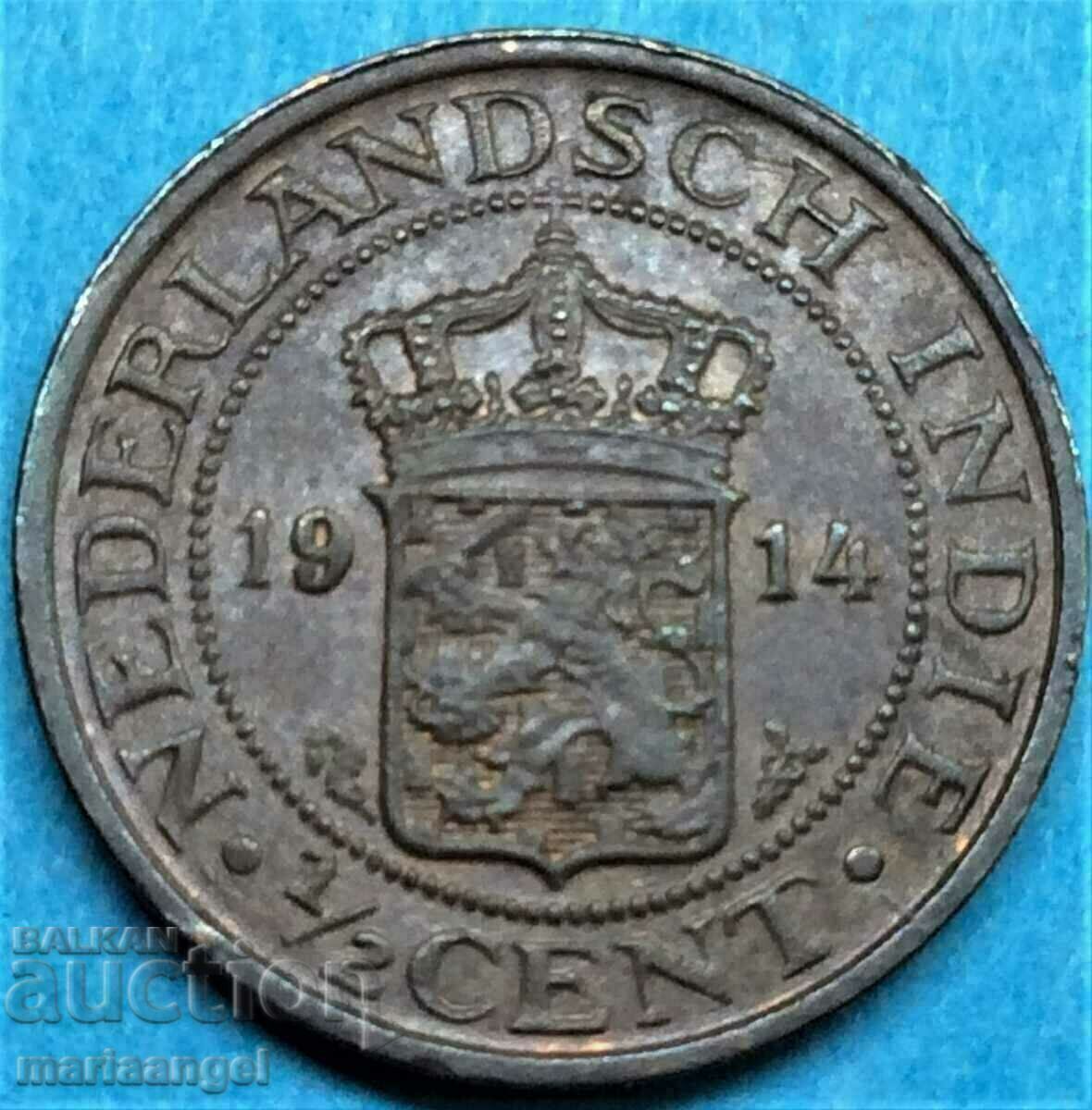 1/2 cent 1914 Dutch India - quite rare