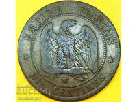 France 10 centimes 1855 Napoleon III / Eagle 30mm bronze