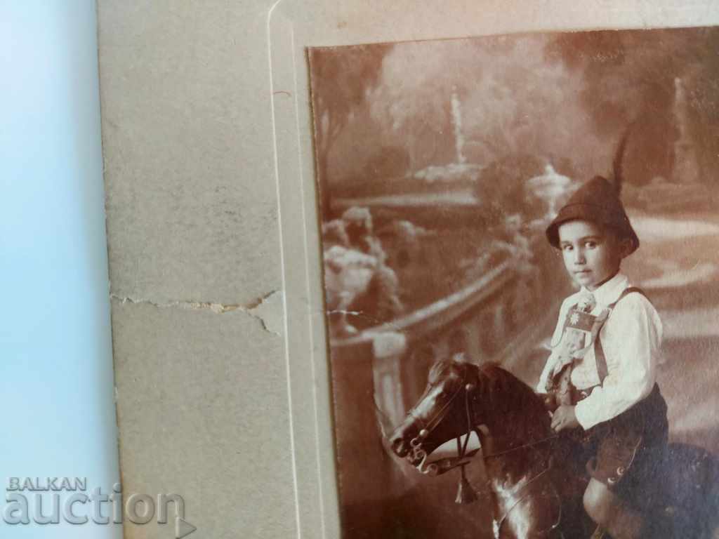 .OLD CHILDHOOD PHOTO CARDBOARD CHILD HORSE - 5