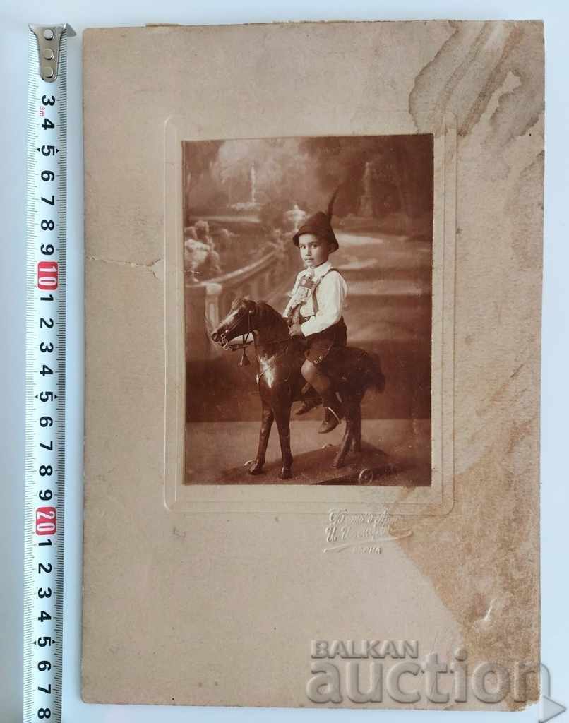 .OLD CHILDHOOD PHOTO CARDBOARD CHILD HORSE - 6