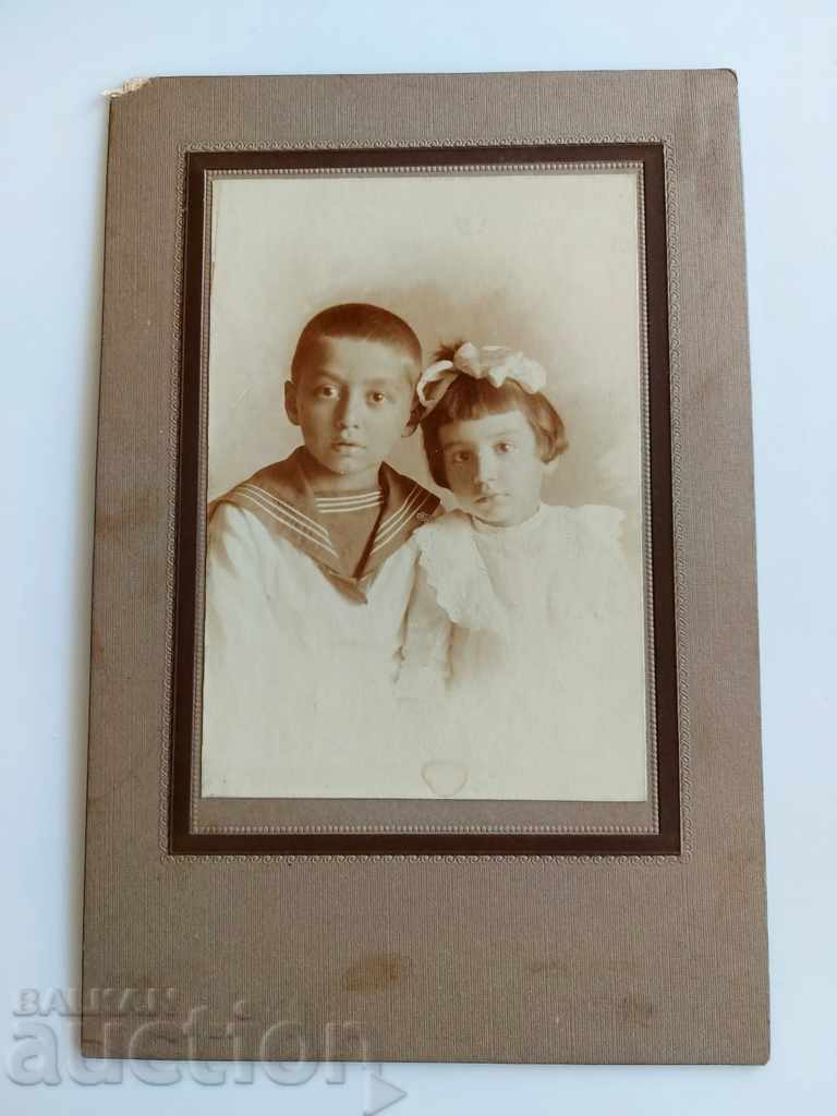 OLD CHILDHOOD PHOTOGRAPH CARDBOARD PORTRAIT KINGDOM OF BULGAR