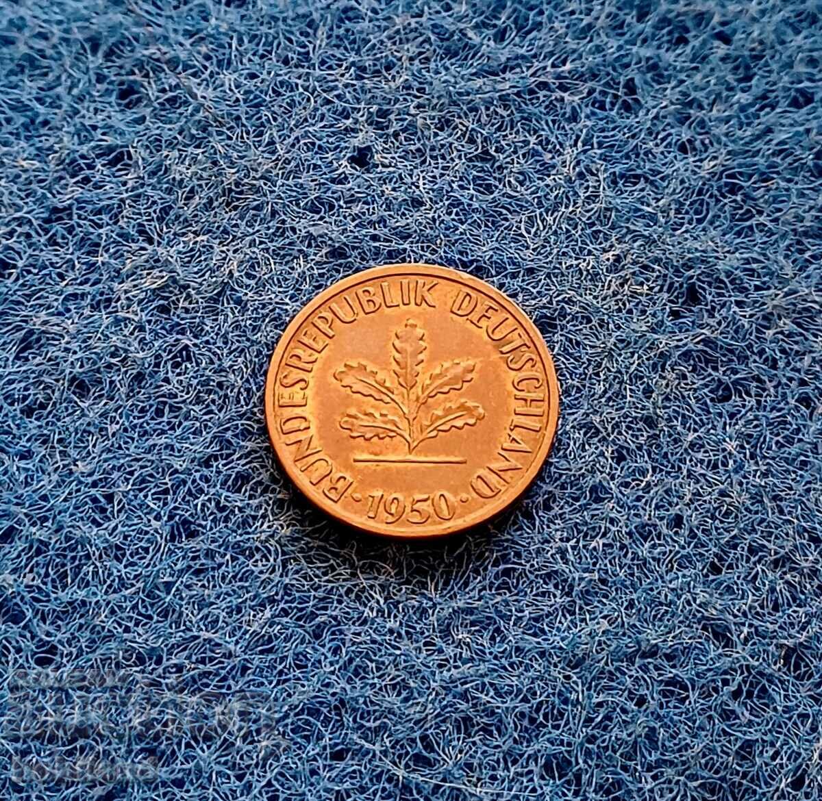 1 Pfenning FRG 1950/J with price 1.00 BGN | € 0.51 1 Pfenning FRG 1950/J with price 1.00 BGN | € 0.51