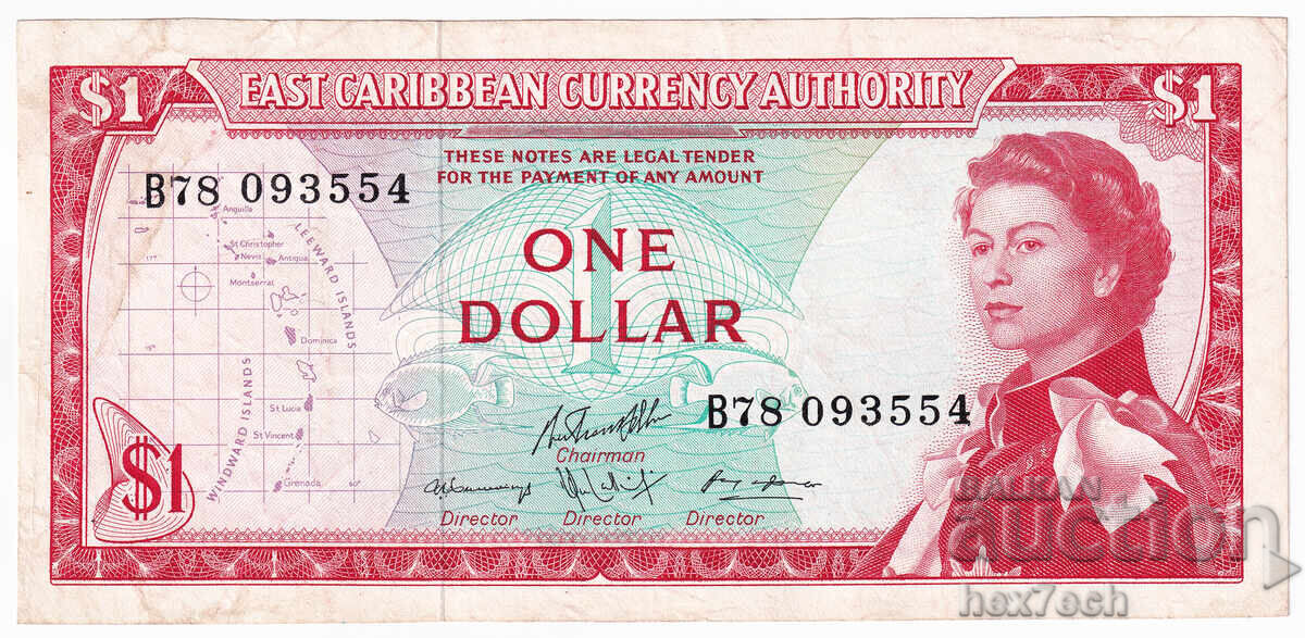 ❤️ ⭐ Eastern Caribbean 1965 $1 ⭐ ❤️ with price 18.99 BGN | € 9.71