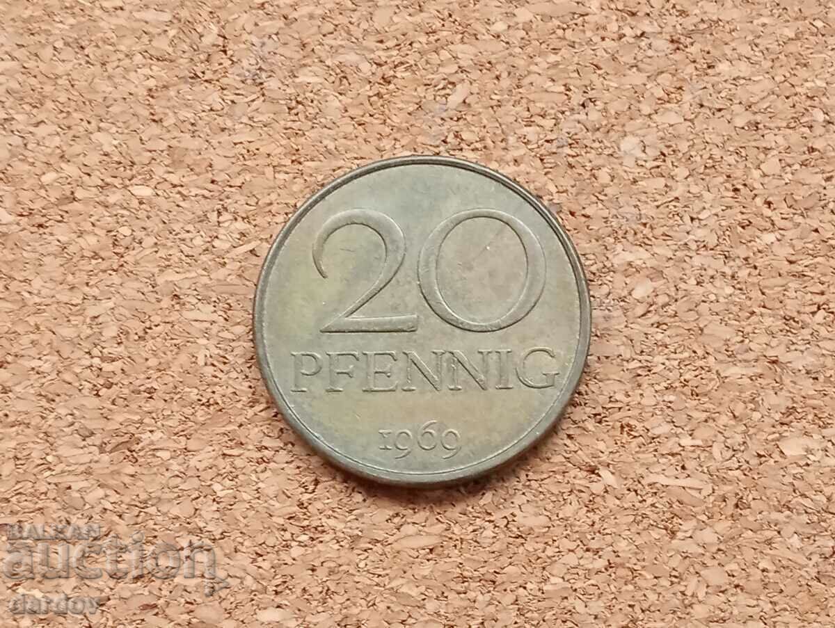 GDR 20 pfennig, 1969 GDR 20 pfennig, 1969