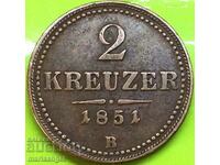 2 Kreuzers 1852 Austria 11g copper - rare!!!