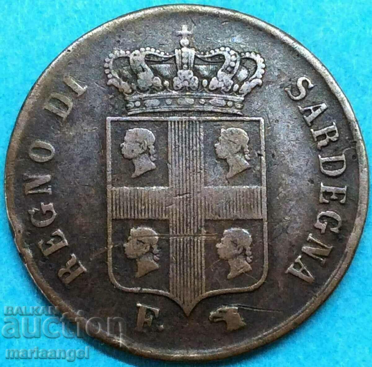 5 centesimi 1842 Italy Sardinia type "4 heads" rare