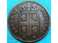 5 centesimi 1842 Italia Sardinia tip „4 capete” rar