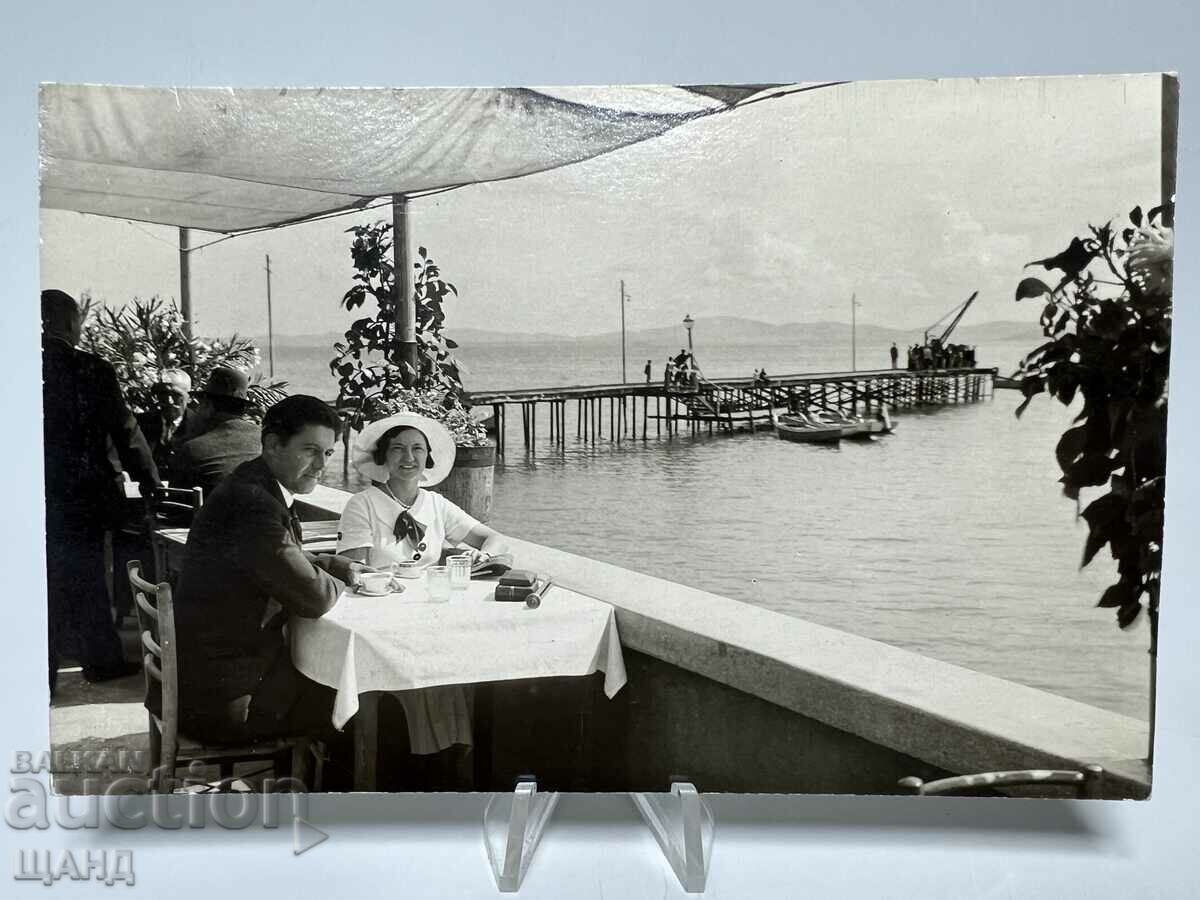 1930 Card Photo Anhialo Restaurant Terrace Port