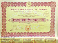 Stock of Societe Meridionale de Banque - 1929, XF