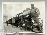 1930 Card Photo Ατμομηχανή ατμού του σταθμού Kyustendil