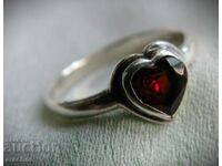 Silver ring - with garnet "heart"