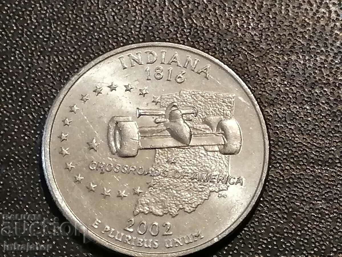 INDIANA 25 cent USA 2002 D