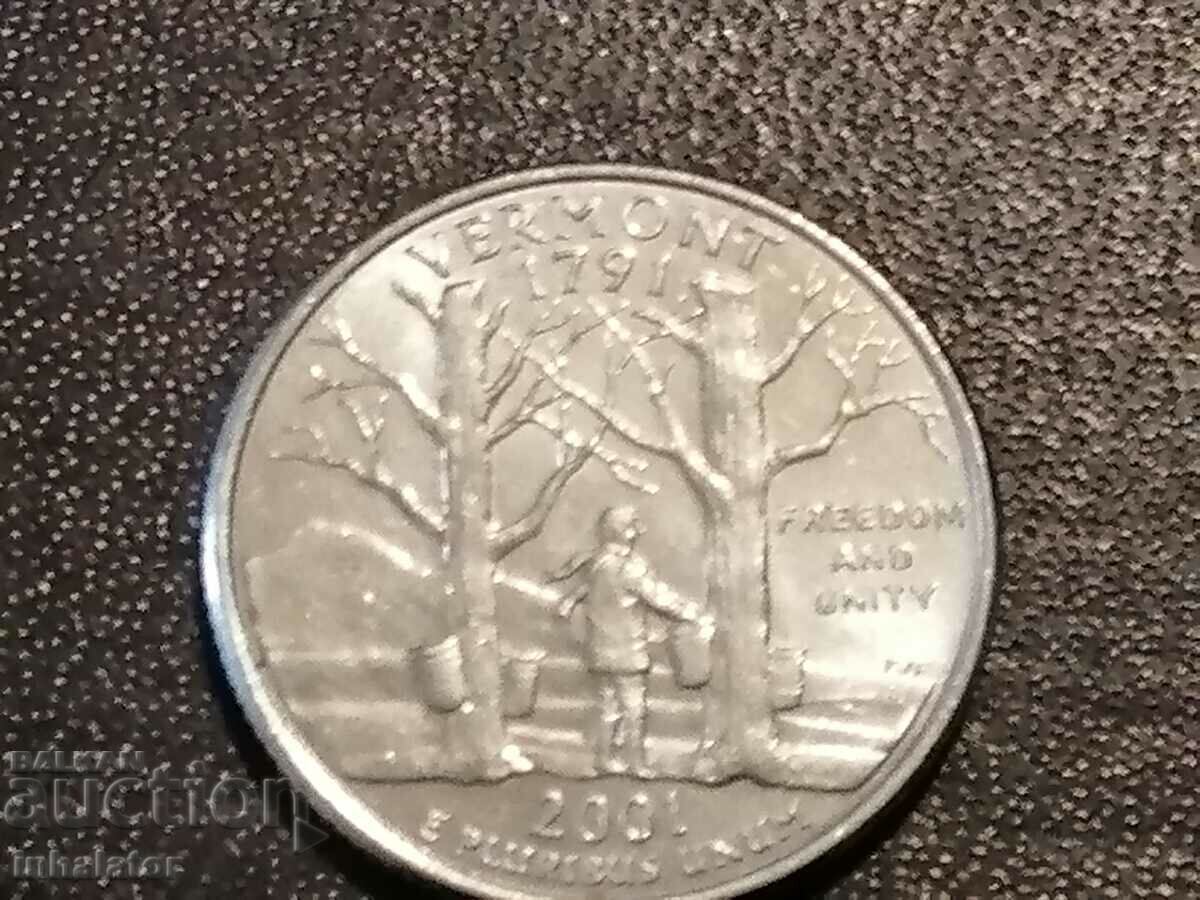 Vermont 25 Cent USA 2001 D