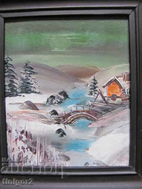 Oil painting, cardboard, landscape 27x24cm. with price 17.40 BGN | € 8.90