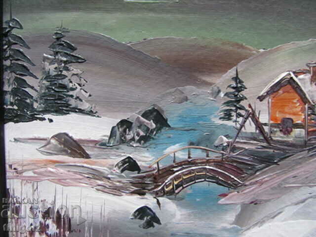 Auction  Oil painting, cardboard, landscape 27x24cm.