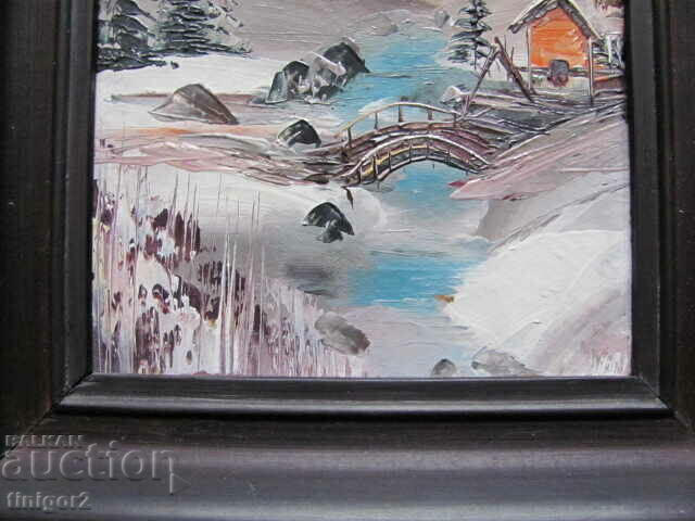 Delivery of Oil painting, cardboard, landscape 27x24cm.