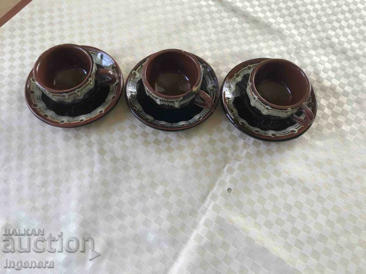 CERAMIC TROJAN CUP COFFEE PLATE SET-3 NOS. NEW with price 12.00 BGN | € 6.14 CERAMIC TROJAN CUP COFFEE PLATE SET-3 NOS. NEW with price 12.00 BGN | € 6.14