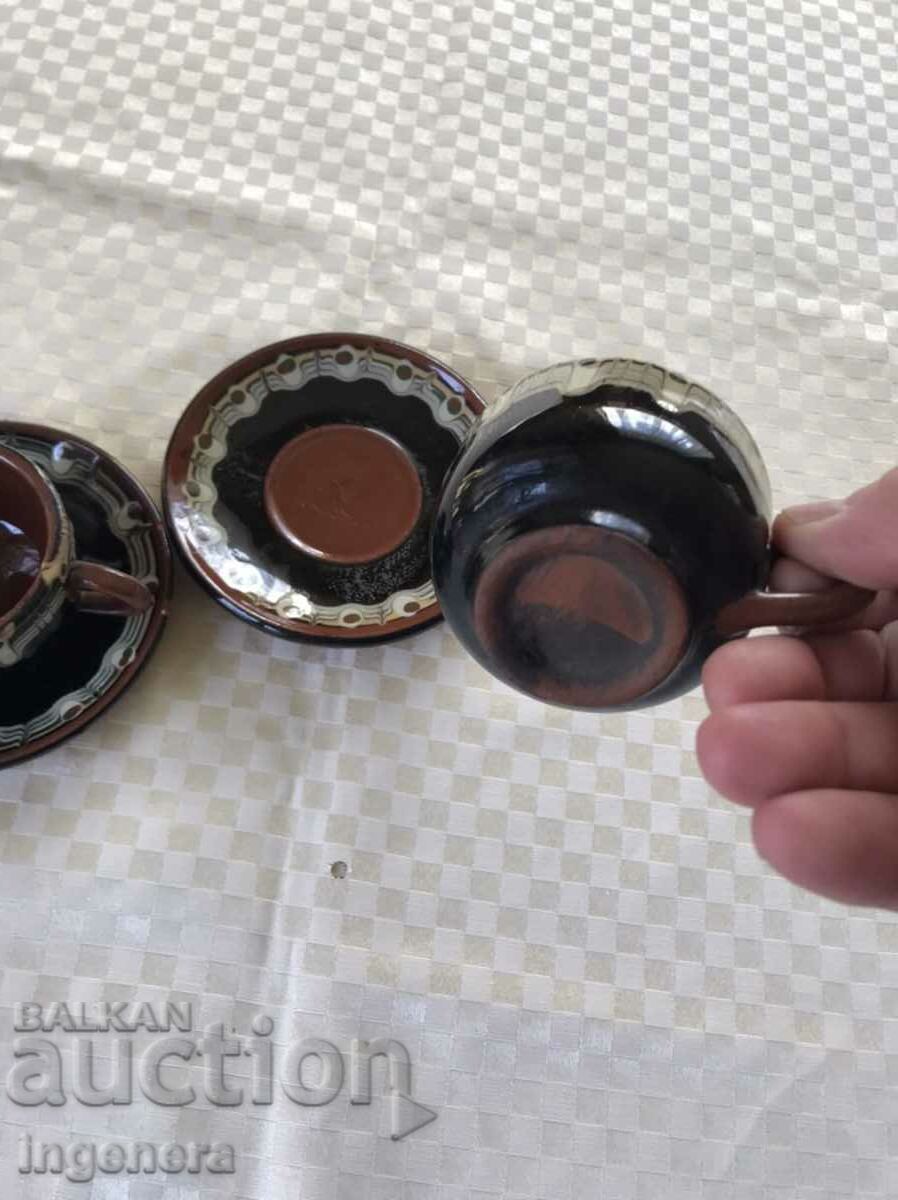 CERAMIC TROJAN CUP COFFEE PLATE SET-3 NOS. NEW - 5 CERAMIC TROJAN CUP COFFEE PLATE SET-3 NOS. NEW - 5