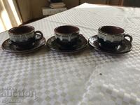 CERAMIC TROJAN CUP COFFEE PLATE SET-3 NOS. NEW